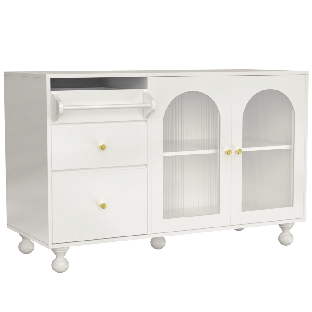 ComfortXL Sideboard mit Glastür O3087, Holzwerkstoff, Weiß, 120x40x76cm Bild 1