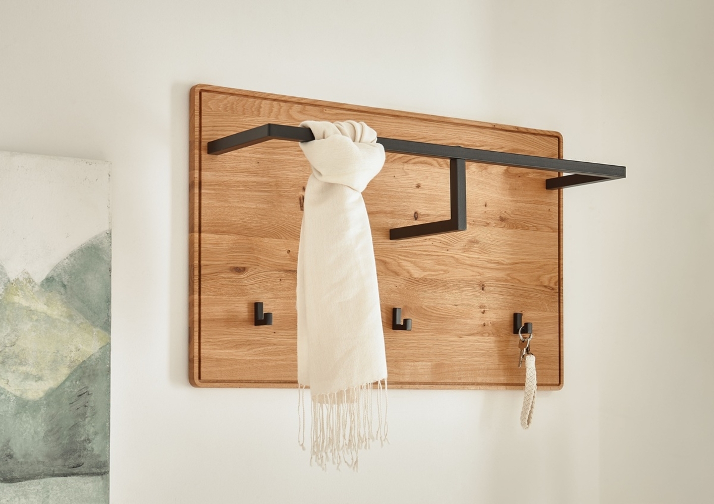 Wandgarderobe 80x50cm "Kent" Wildeiche massiv Bild 1