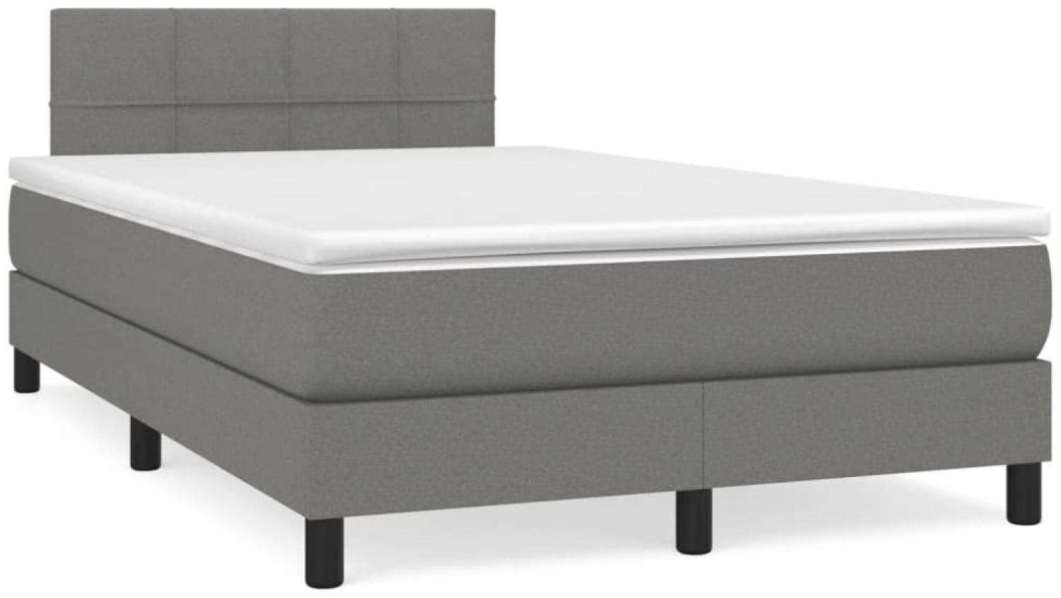 vidaXL Boxspringbett mit Matratze und LED-Beleuchtung, Stoff dunkelgrau, 120 x 190 cm Bild 1