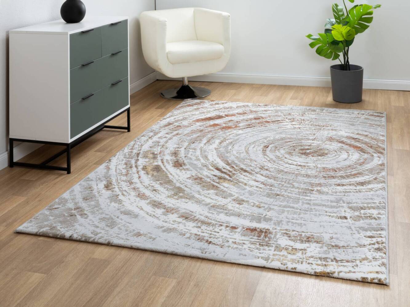 Kurzflor Teppich Monaco - Spirale, Farbe: Rost Braun, Größe: 160x230 cm Bild 1