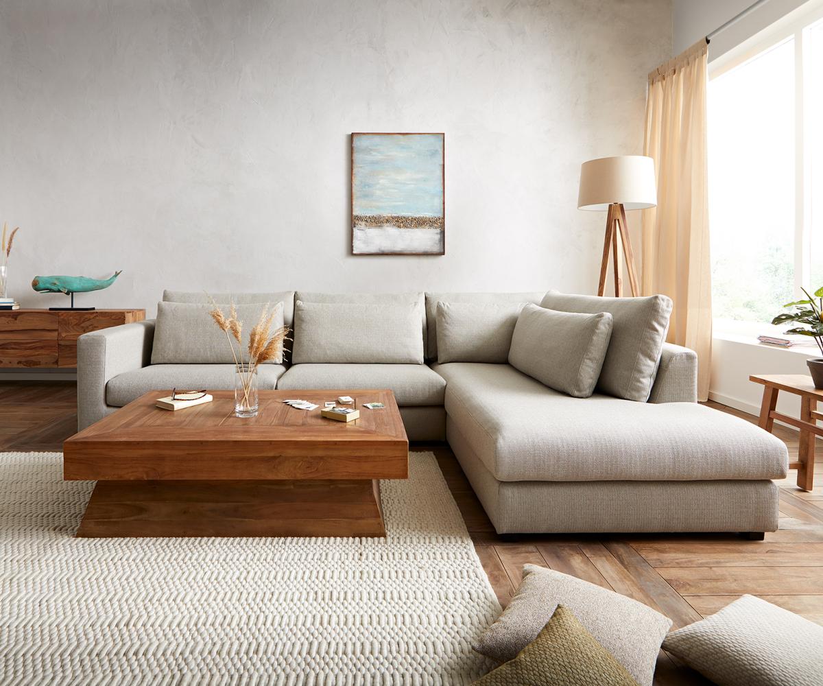 Ecksofa Isla 330x225 cm Strukturstoff Schlamm Ottomane rechts Bild 1