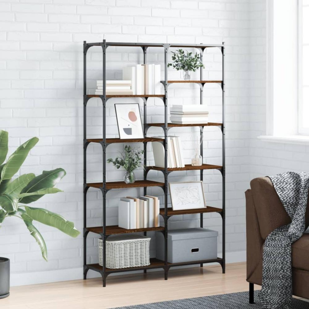 vidaXL Bücherregal Eiche Braun 100x32x170 cm Holzwerkstoff und Eisen 832792 Bild 1