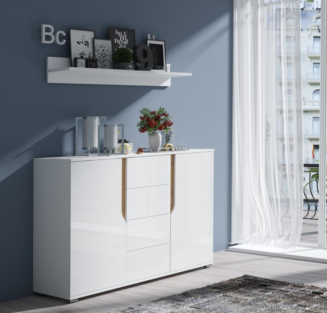 Stylefy Paro Kommode Weiß Hochglanz Wotan Eiche Bild 1