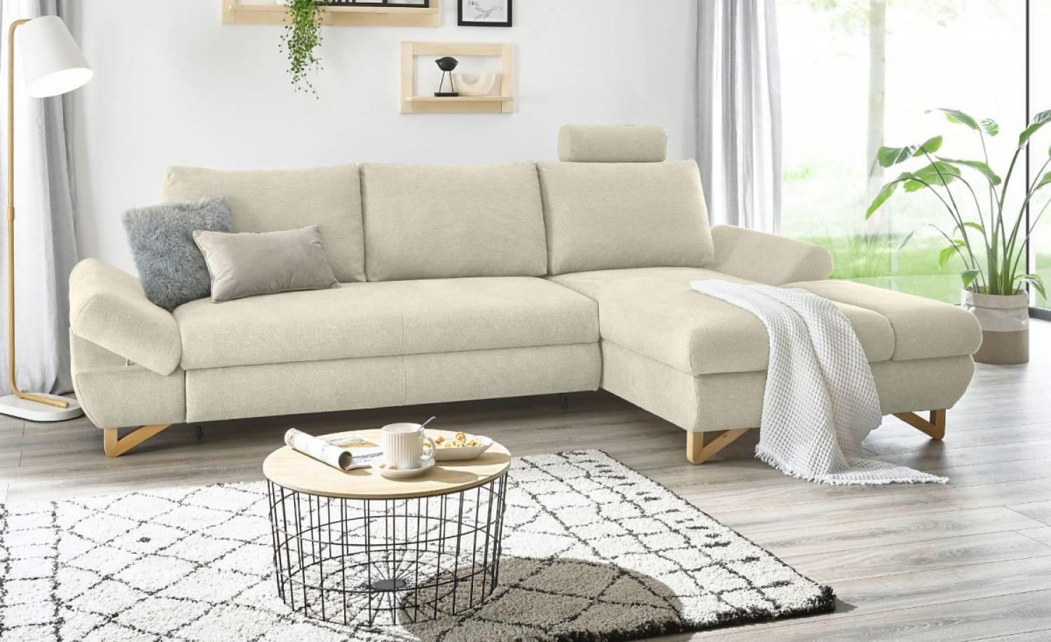 Ecksofa Skalm in beige mit Bettfunktion 284 cm Bild 1