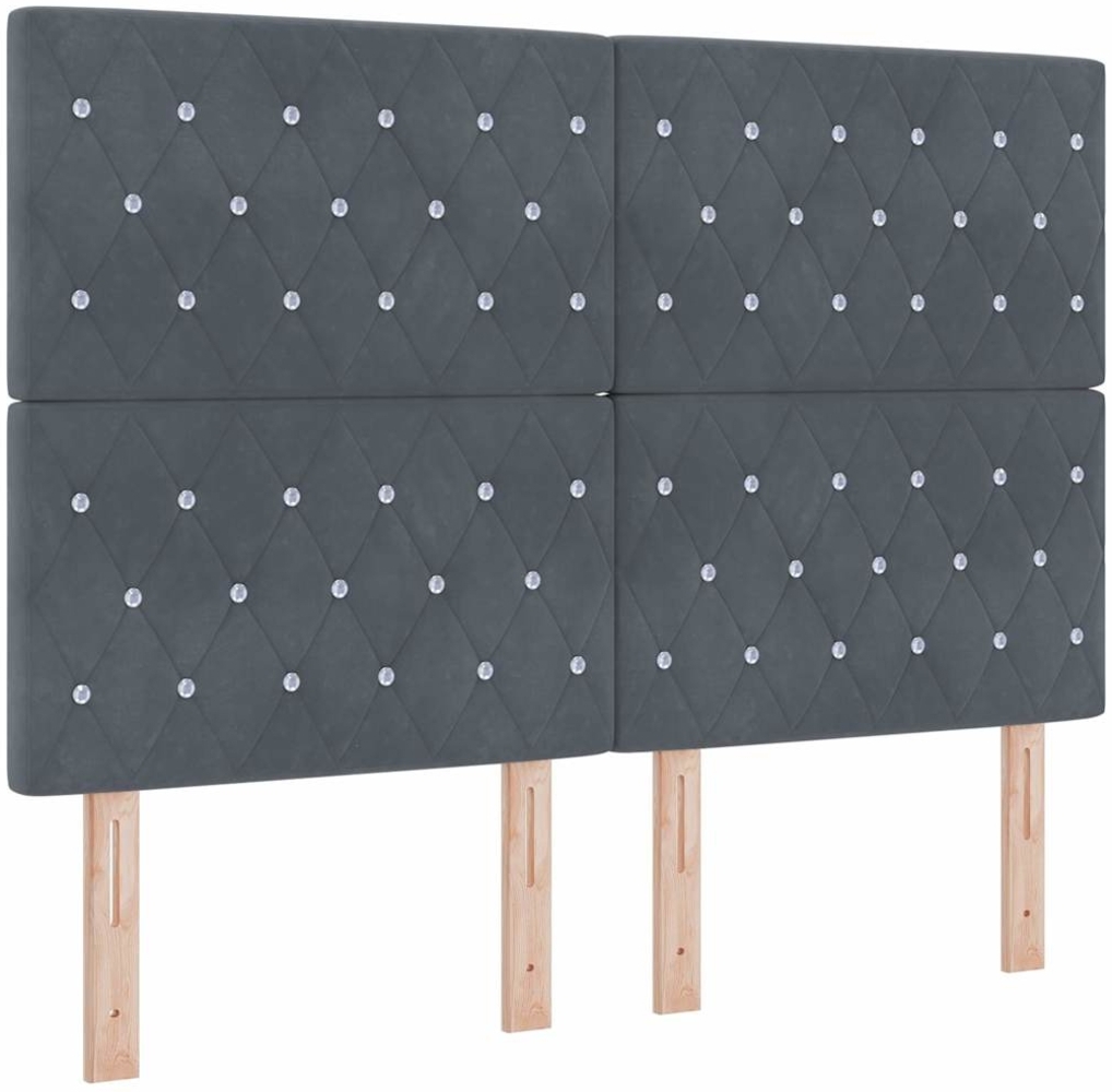 vidaXL Boxspringbett mit Matratze Dunkelgrau 140 x 200 cm Samt 3343251 Bild 1