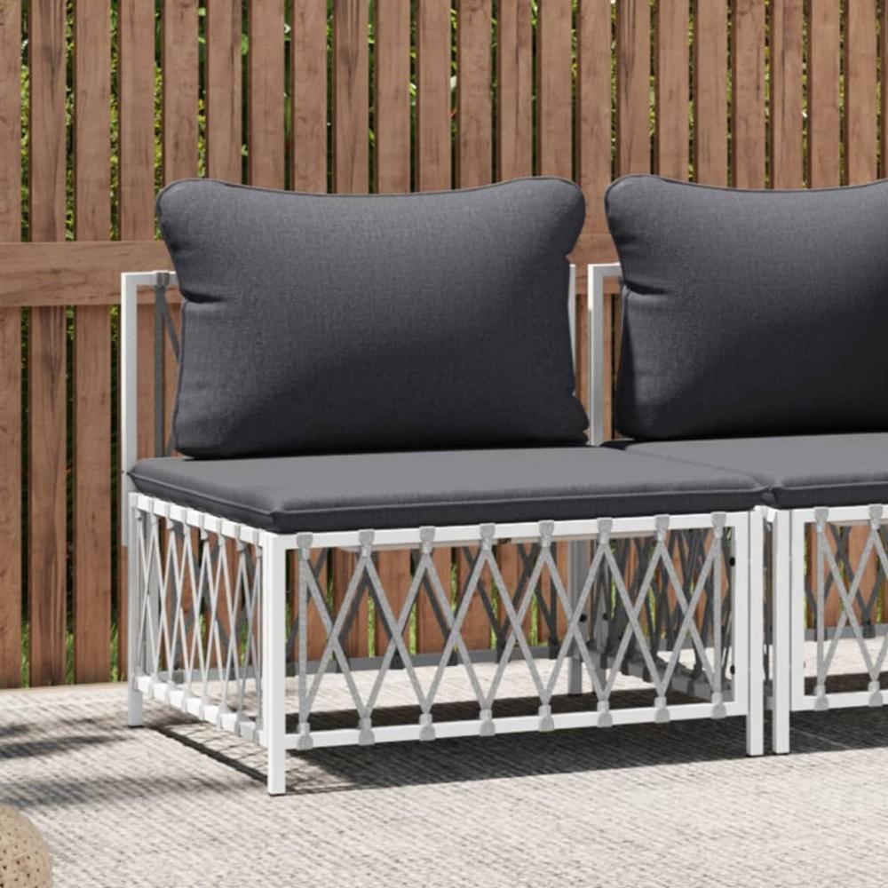 vidaXL Garten-Mittelsofa mit Kissen Weiß Gewebe 364139 Bild 1