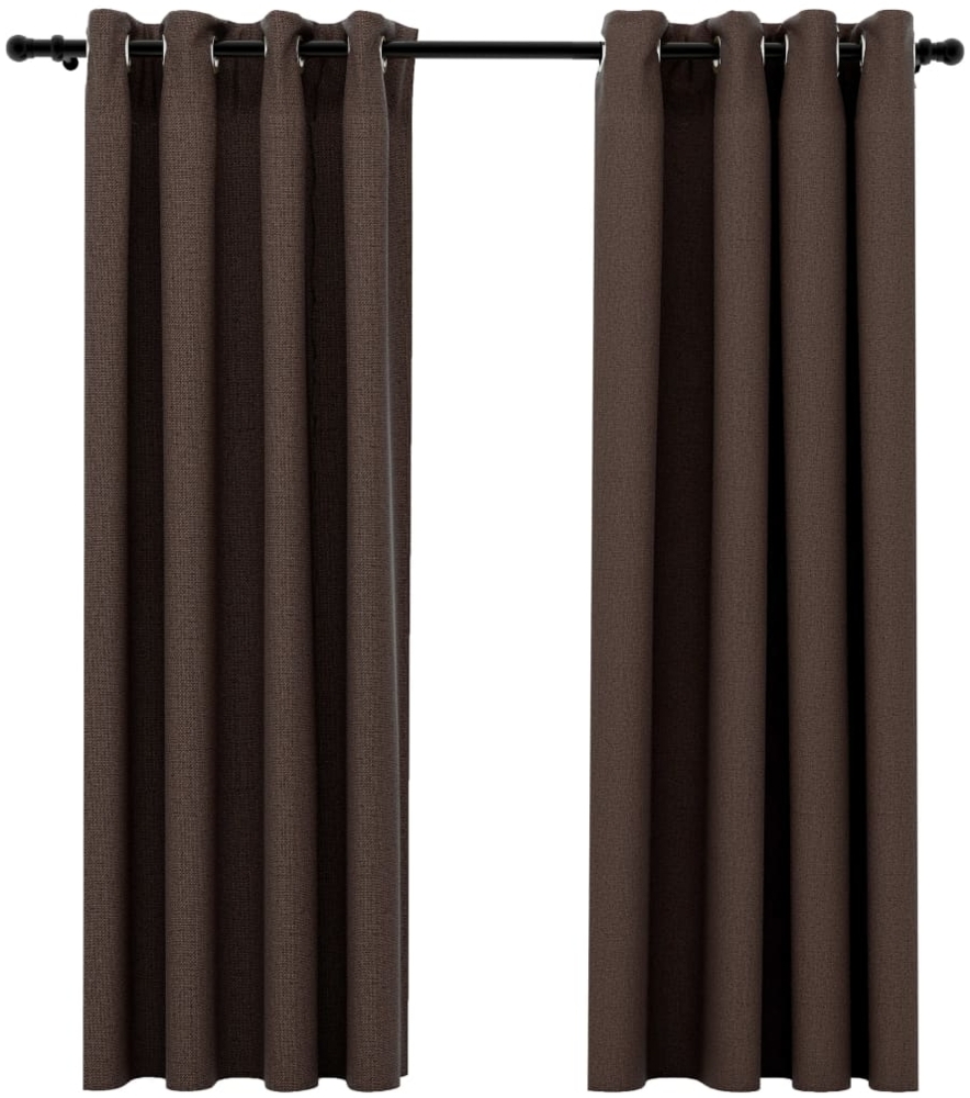 vidaXL Verdunkelungsvorhänge Ösen Leinenoptik 2 Stk. Taupe 140x175cm 321200 Bild 1