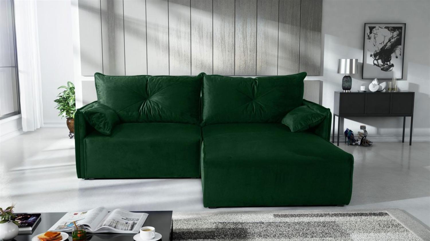 Ecksofa mit Schlaffunktion HUNTER XS in Stoff Royal Grün Ottomane Rechts Bild 1