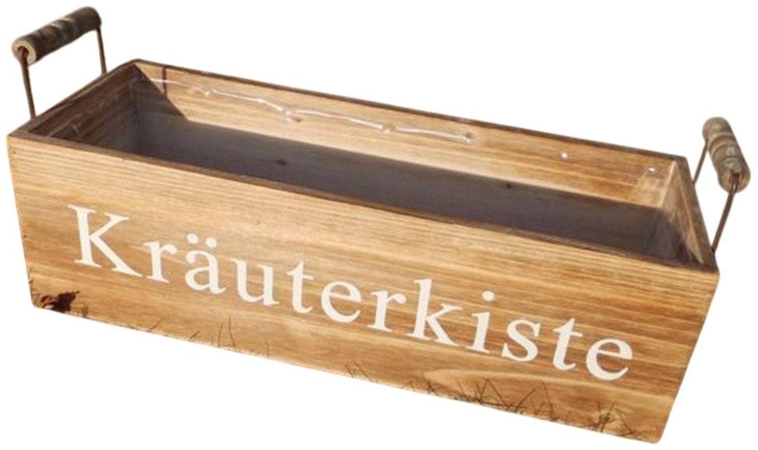 Deko-Impression Kräutertopf Kräuterkiste Kräutergarten Blumentopf Pflanzkiste Holz braun 39 cm (1 St) Bild 1