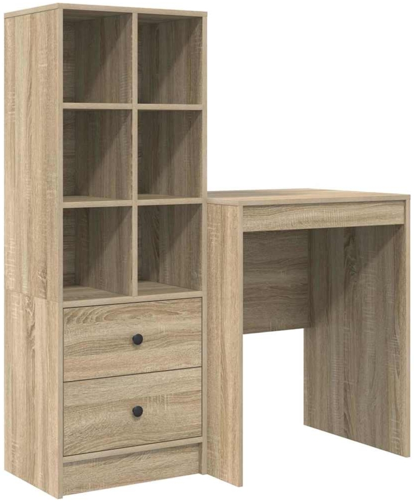 vidaXL Schreibtisch mit Stauraum 2 pcs Sonoma-Eiche Holzwerkstoff 3337339 Bild 1