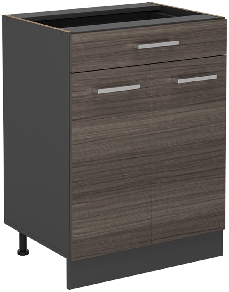 Küchenunterschrank R-Line Edelgrau 60 cm mit Schublade, ohne Arbeitsplatte Vicco Bild 1