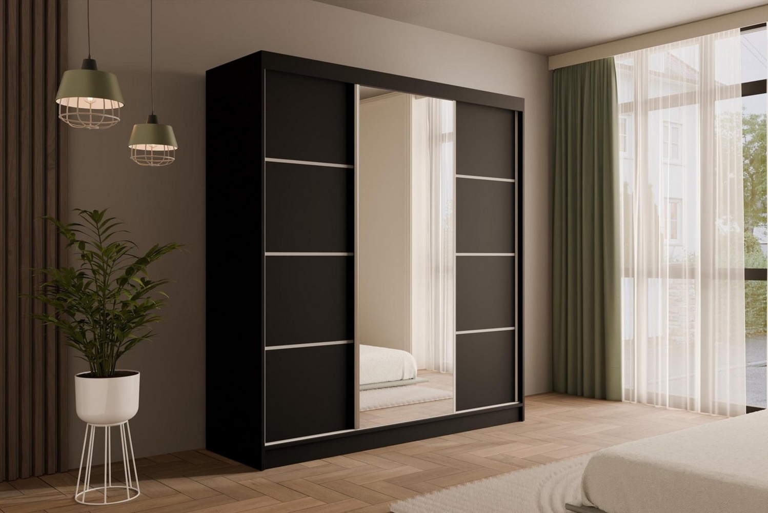 ALTDECOR Schiebetürenschrank V2-LOFTIA (Kleiderschrank Garderobenschrank mit viel Stauraum Moderner Schrank) Spiegel Spiegeltüren Vielseitiger Schwebetürenschrank Bild 1