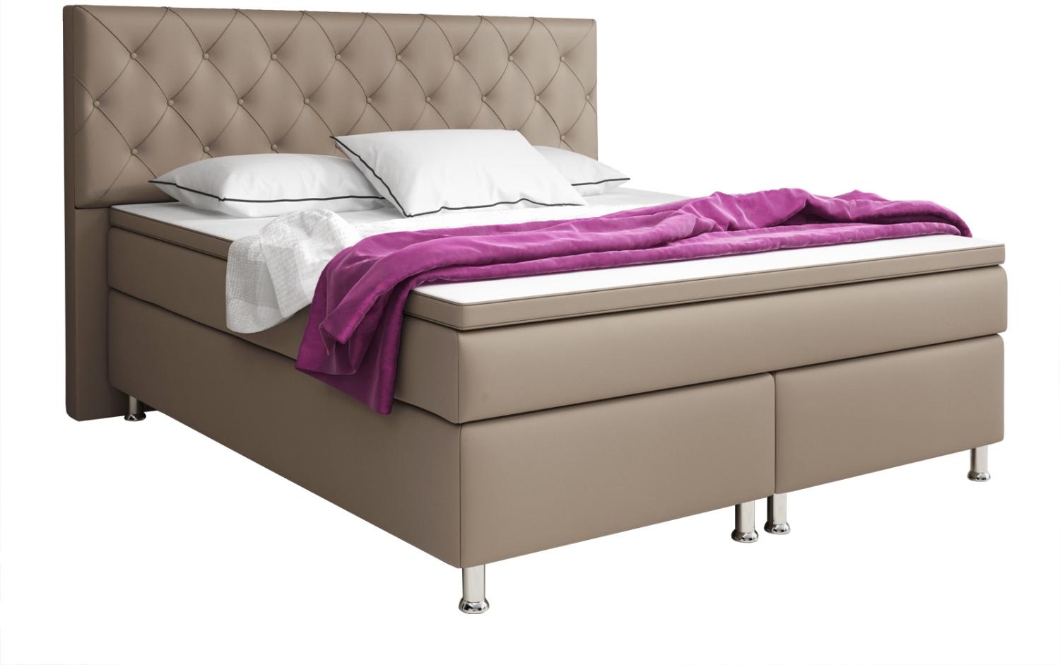 Boxspringbett Turin 180x200 cm Kunstleder Muddy Bild 1