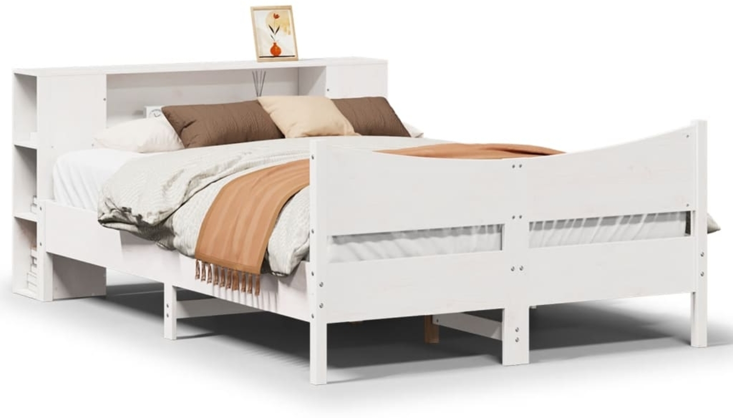 vidaXL Massivholzbett ohne Matratze Weiß 140x190 cm Kiefernholz 3323306 Bild 1