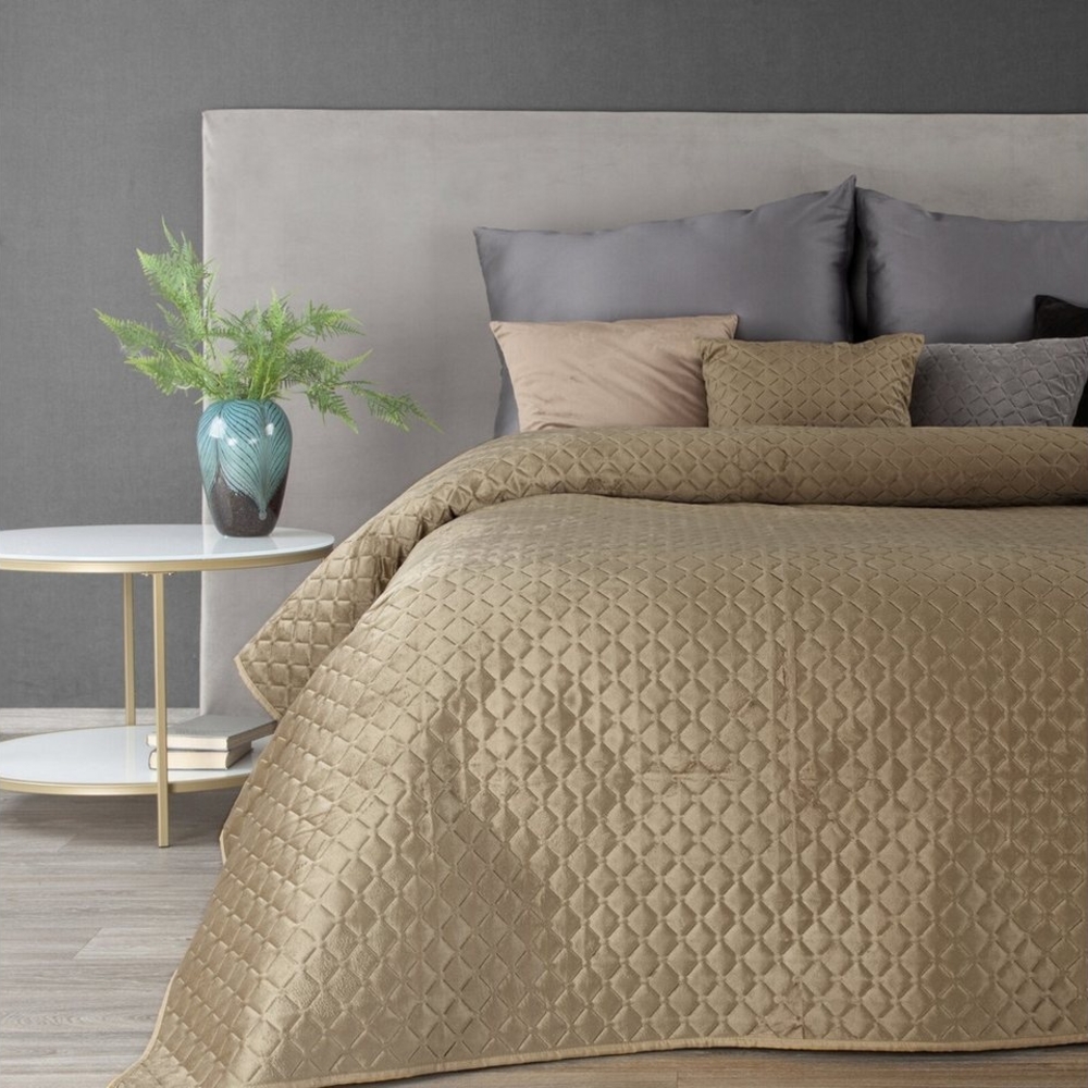 Samtdecke Tagesdecke DIMON beige 70x160 cm beige Bild 1