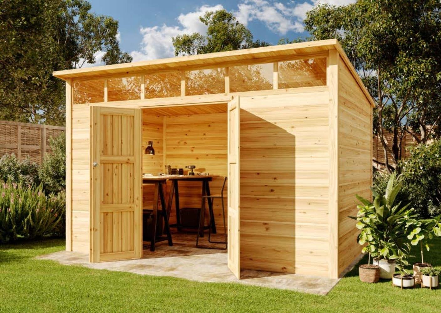 Alpholz Gerätehaus Q Line 360x180 Gerätehaus aus Holz Geräteschrank mit 28 mm Wandstärke Gartenhaus mit Montagematerial Bild 1