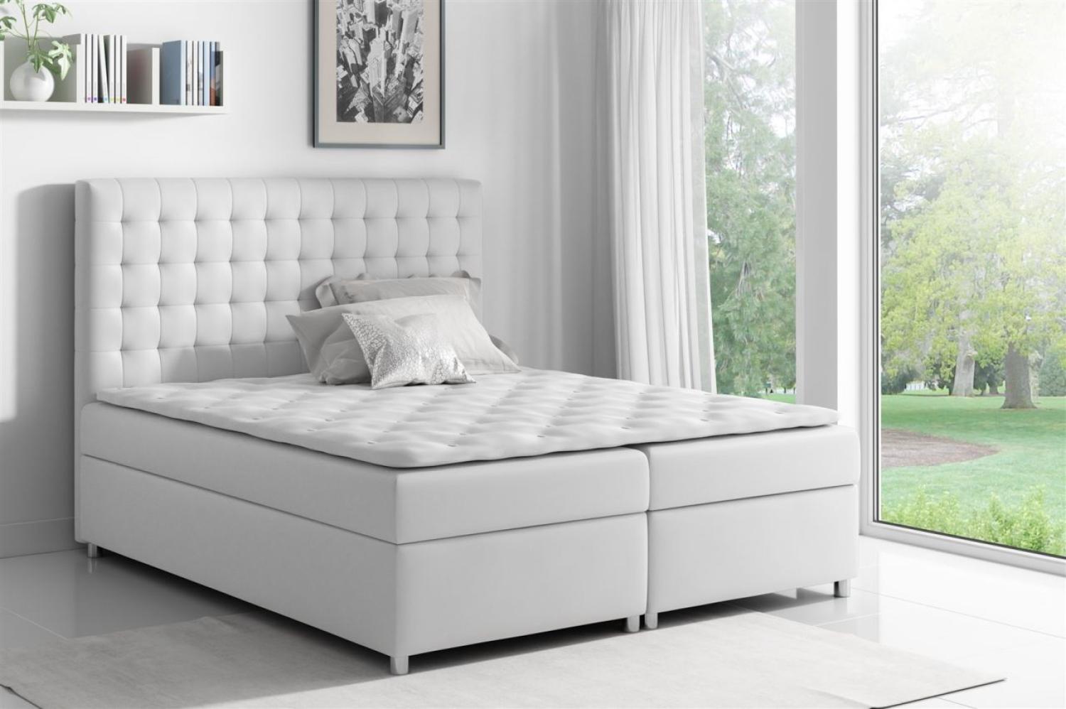 Boxspringbett Schlafzimmerbett CARIN Kunstleder Weiss 120x200cm Bild 1