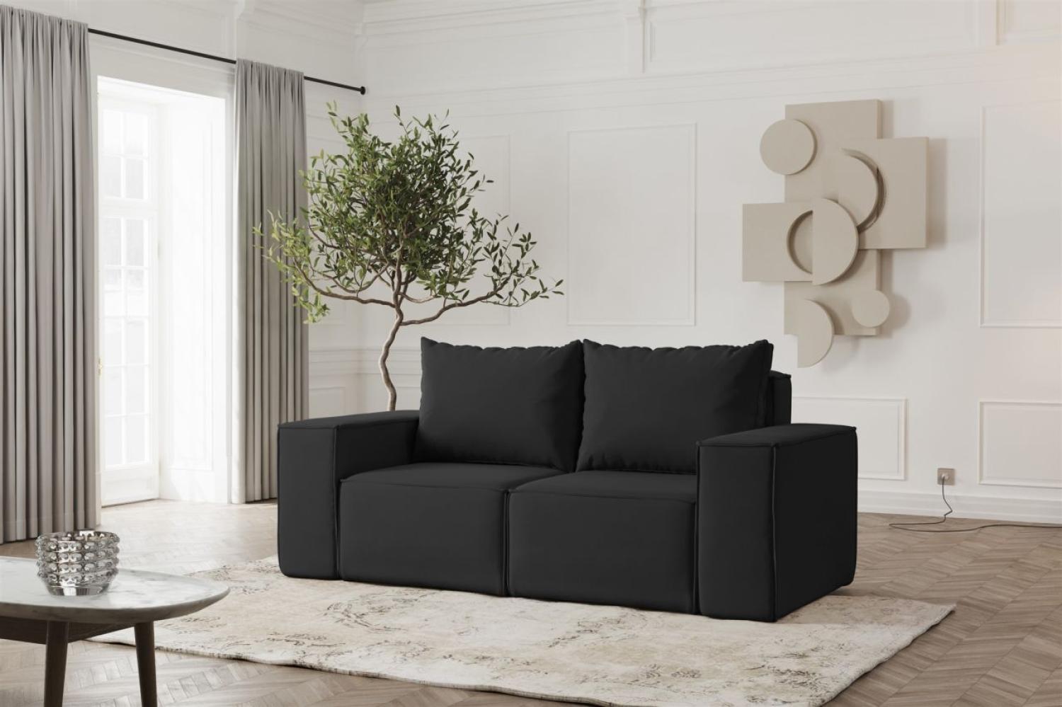 Sofa Designersofa ESTELLE 2-Sitzer in Stoff Opera Velvet Schwarz Bild 1