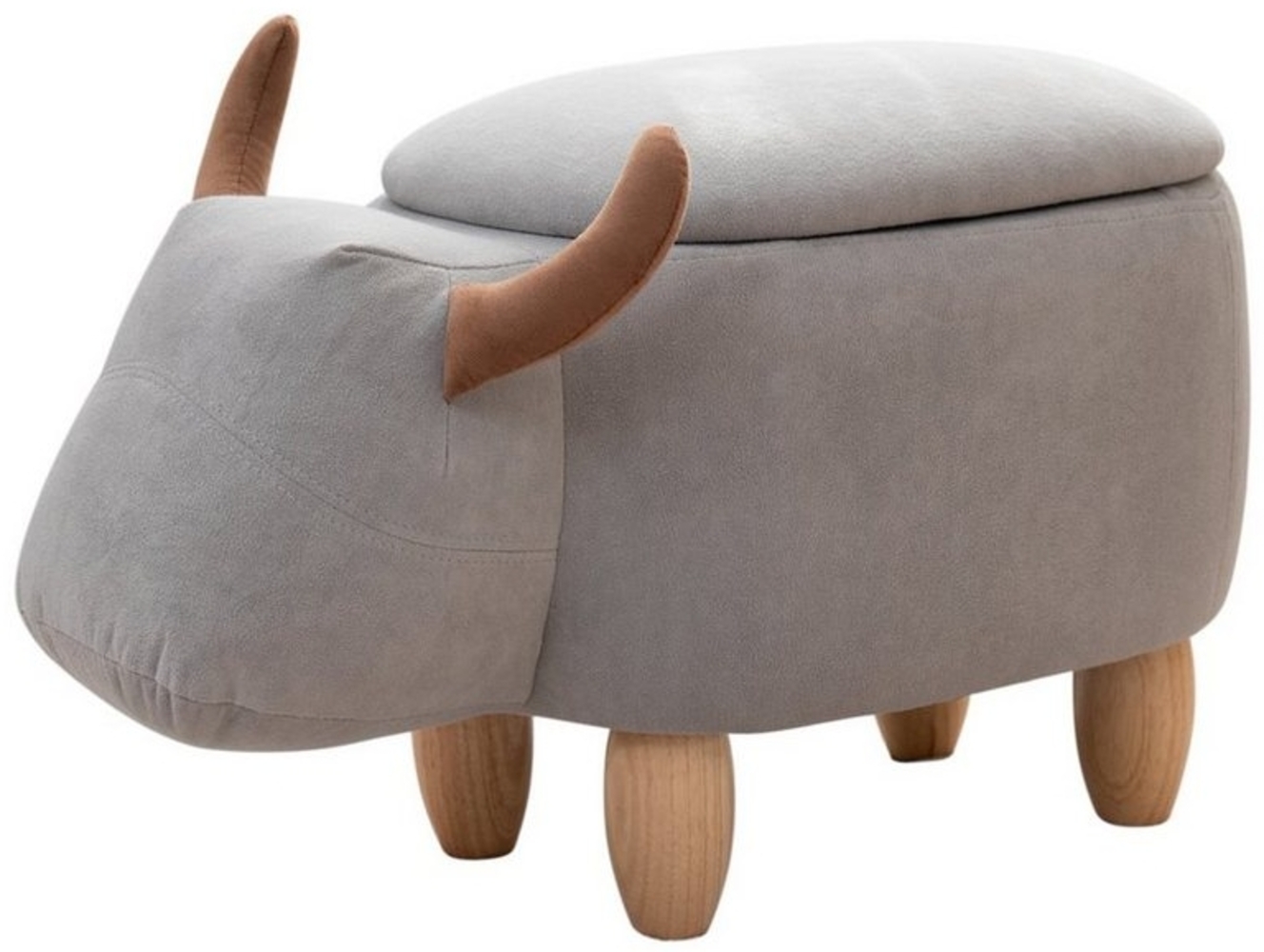 SVITA Kinderhocker Tierhocker, mit Stauraum, Sitzhocker, Sitztruhe, Stier Grau Bild 1