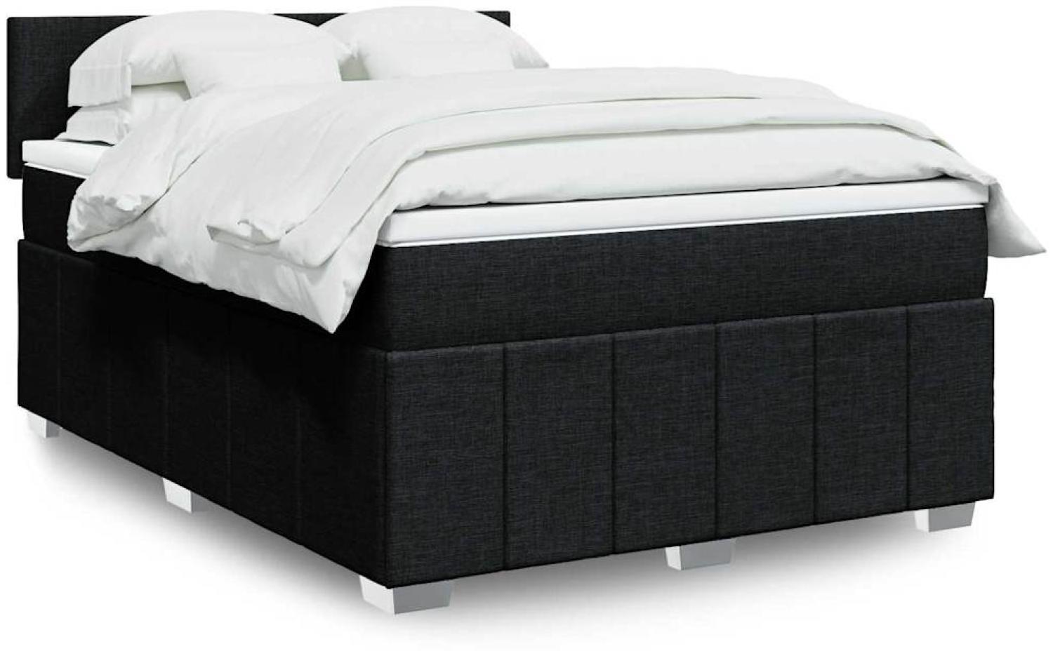 vidaXL Boxspringbett mit Matratze Schwarz 140x200 cm Stoff 3289386 Bild 1