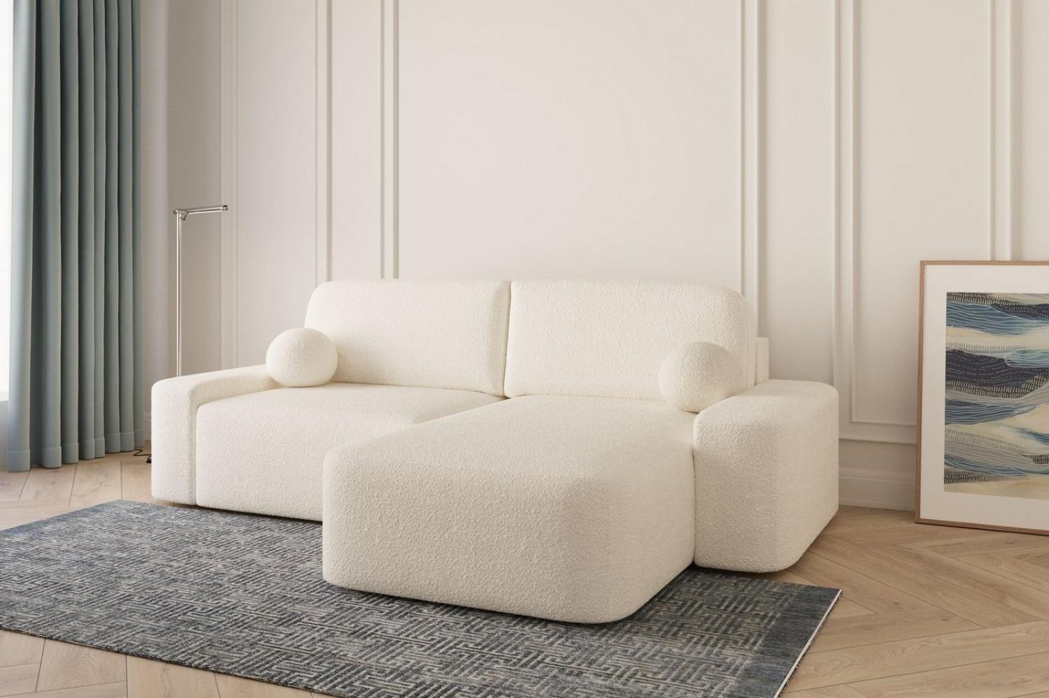 MOEBLO Ecksofa Lisbon aus Bouclé, Ottomane beidseitig montierbar Couch für Wohnzimmer Schlafsofa Sofagarnitur Sofa Eckcouch L-Form, mit Relaxfunktion Bild 1