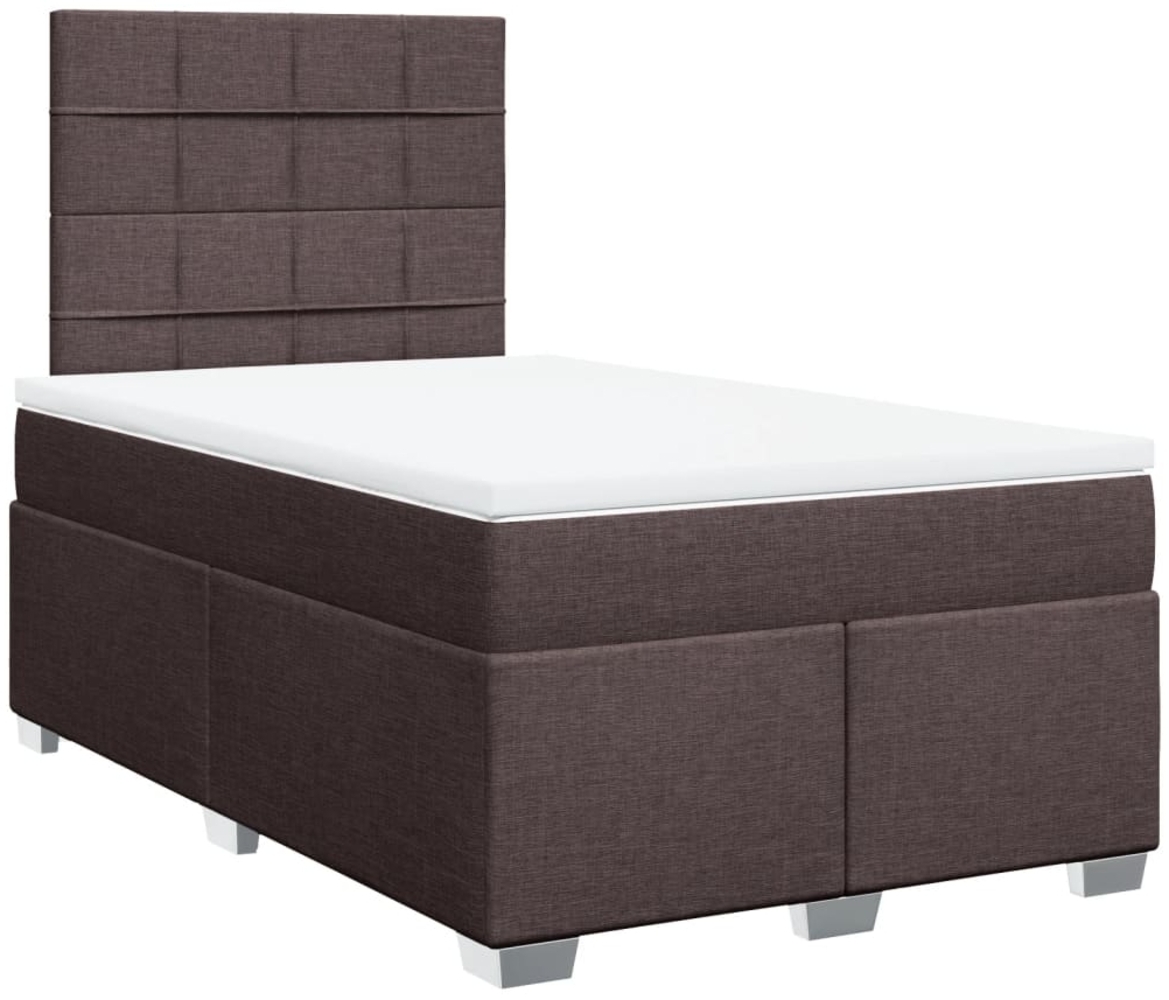 vidaXL Boxspringbett mit Matratze Dunkelbraun 120x200 cm Stoff 3290458 Bild 1
