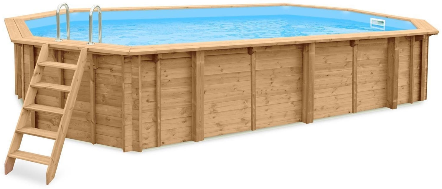 Interline Summer Holz Schwimmbad Bali Set 1 | Blau | 790x435x136 cm | Inkl. Sommerabdeckung Bild 1