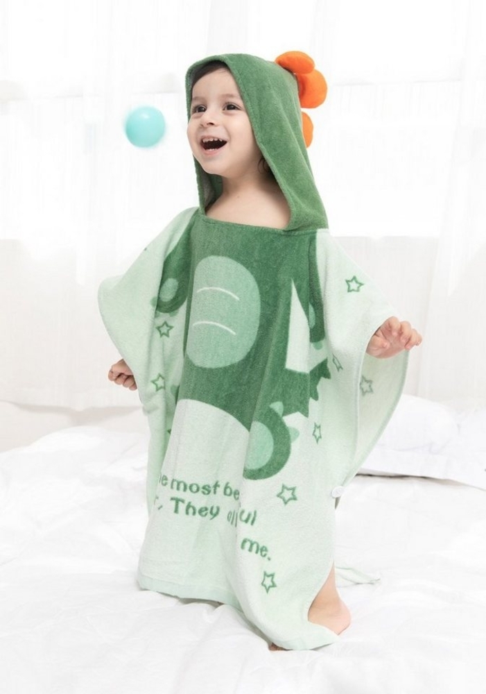 Vivi Idee Badetuch Kinder Badetuch Badeponcho Kapuzenhandtuch Bademäntel 100% Baumwolle, aus Dino Motiv, weiches und super saugfähiges, 0-6 Jahre Bild 1