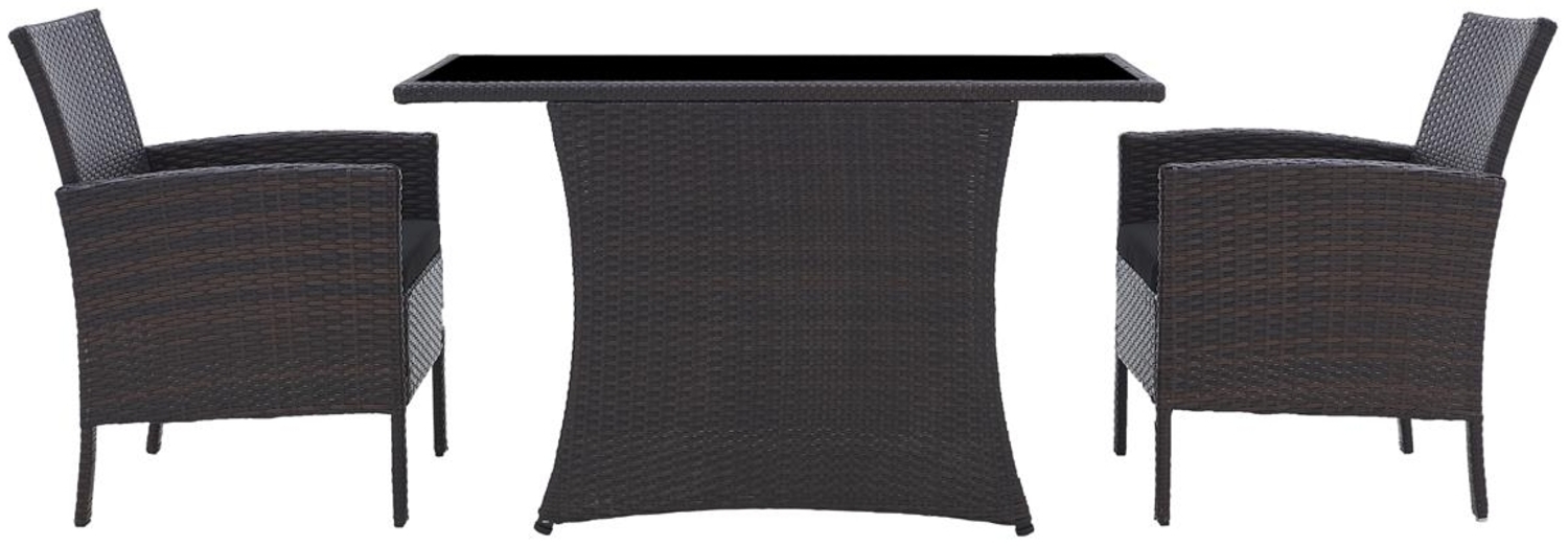 Garten Sitzgruppe Balkonset Polyrattan braun mit Tisch und Kissen Bild 1