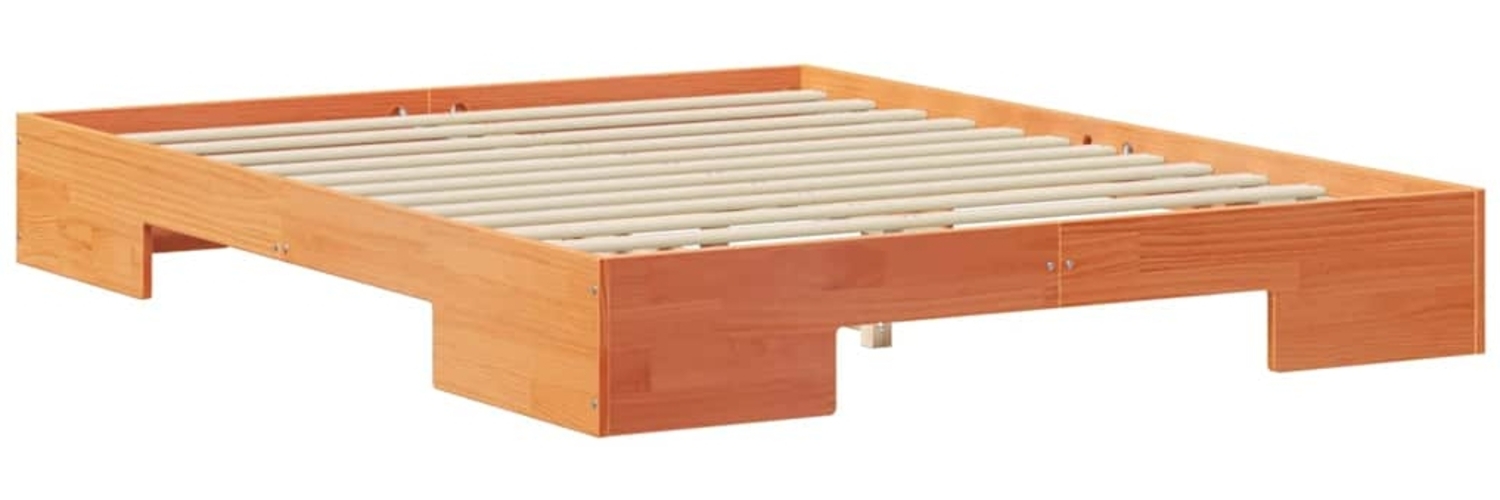 vidaXL Bodenbettgestell Braun 150 x 200 cm Massivholz Kiefer 873027 Bild 1