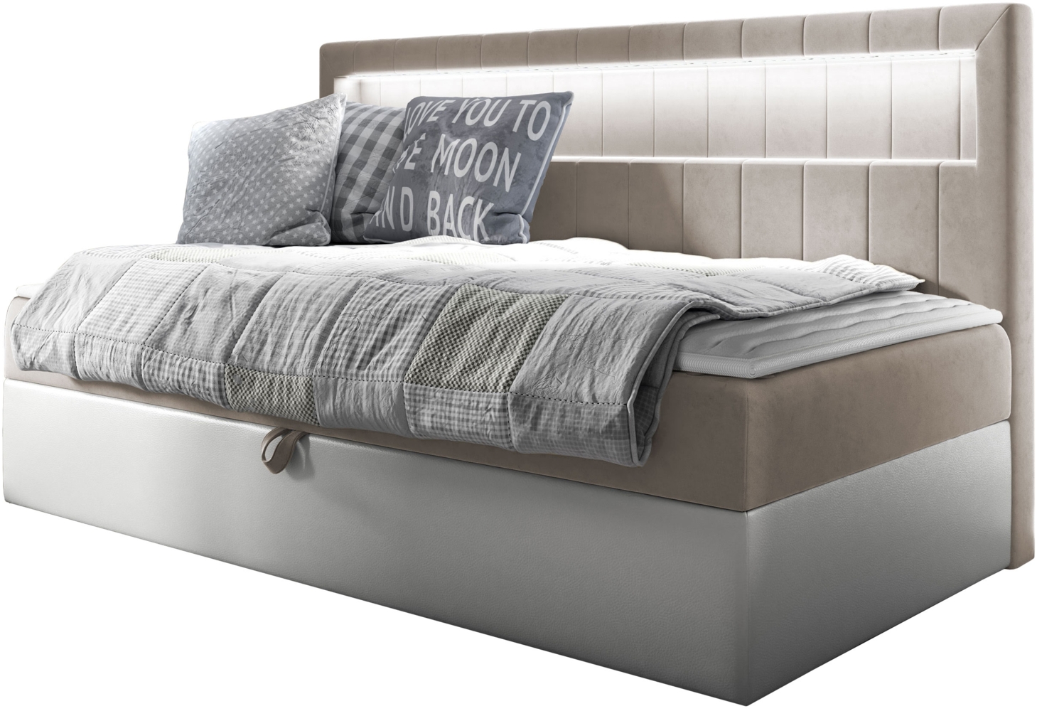 Boxspringbett 'Gladino Junior 2' beige 80 x 200 cm Bild 1