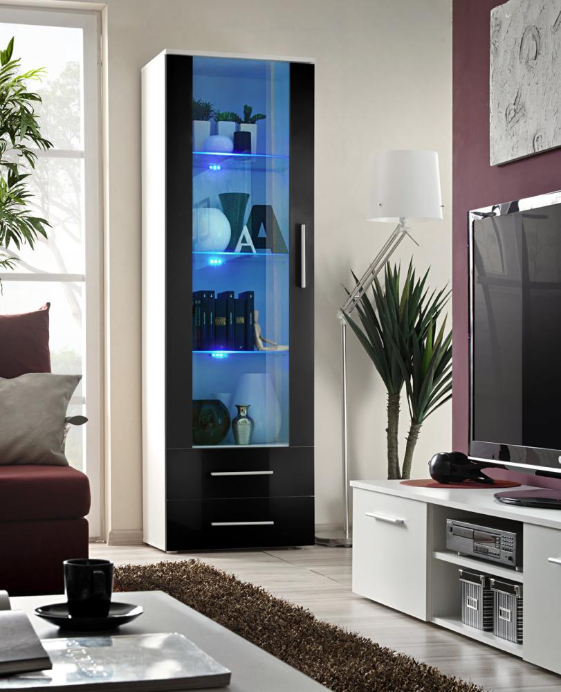 Vitrine Neo1 in Weiß und Schwarz 60 x 190 cm Bild 1