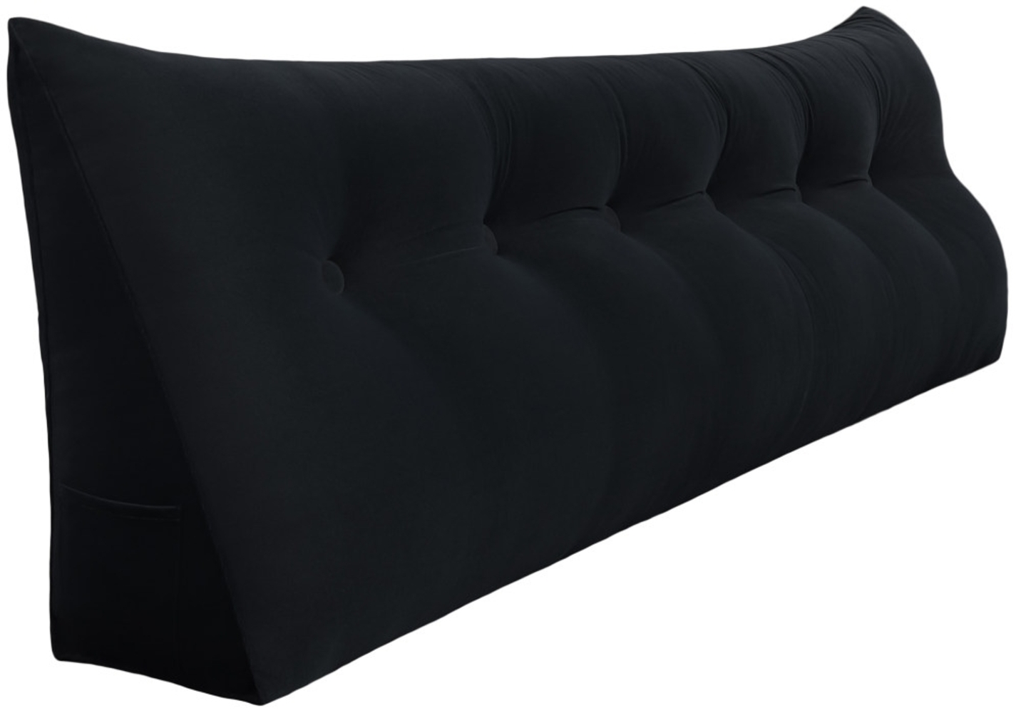 VERCART Großes Keil Lesekissen, Langes Bettruhe Rückenkissen, Dekoratives Kopfteilkissen, Dreieckiges Positionierungs Körperkissen für Tagesbett oder Couch, Samt Schwarz,180cm Bild 1