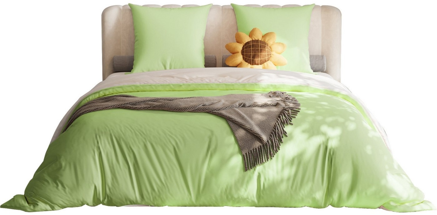 FUROKOY Wendebettwäsche Bettwäsche 4 tlg Microfaser Bettwäsche mit Tagesdecke Kissenbezug, mit Reißverschluss Polyester Geeignet für 160x200 cm große Betten Bild 1