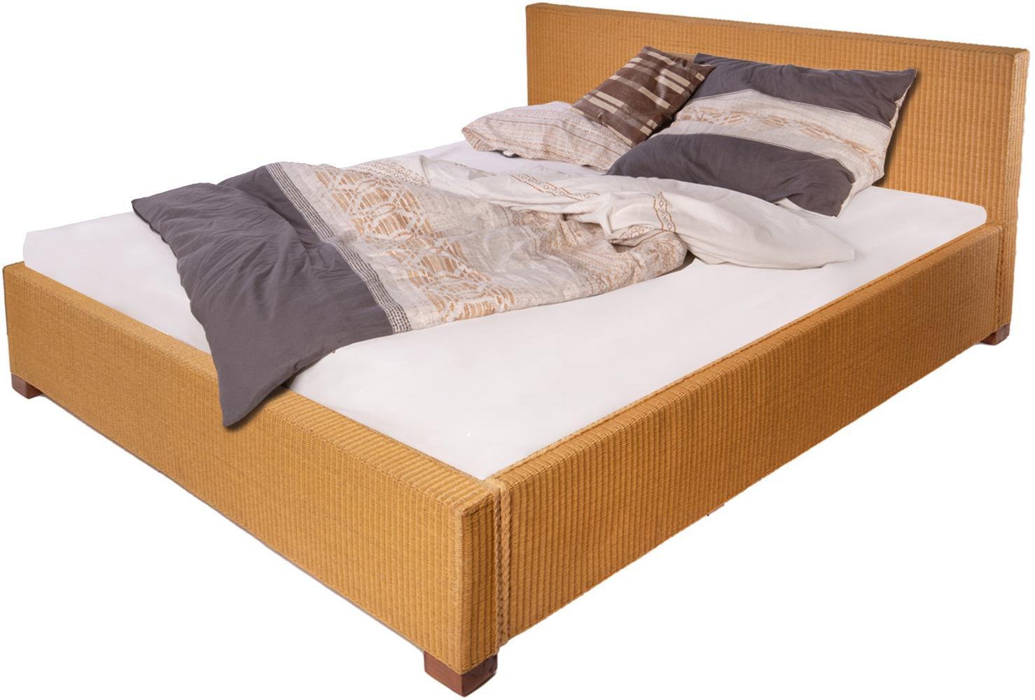 Loombett Korbbett Doppelbett aus Loom-Geflecht, Honig, 180 x 200 cm Bild 1