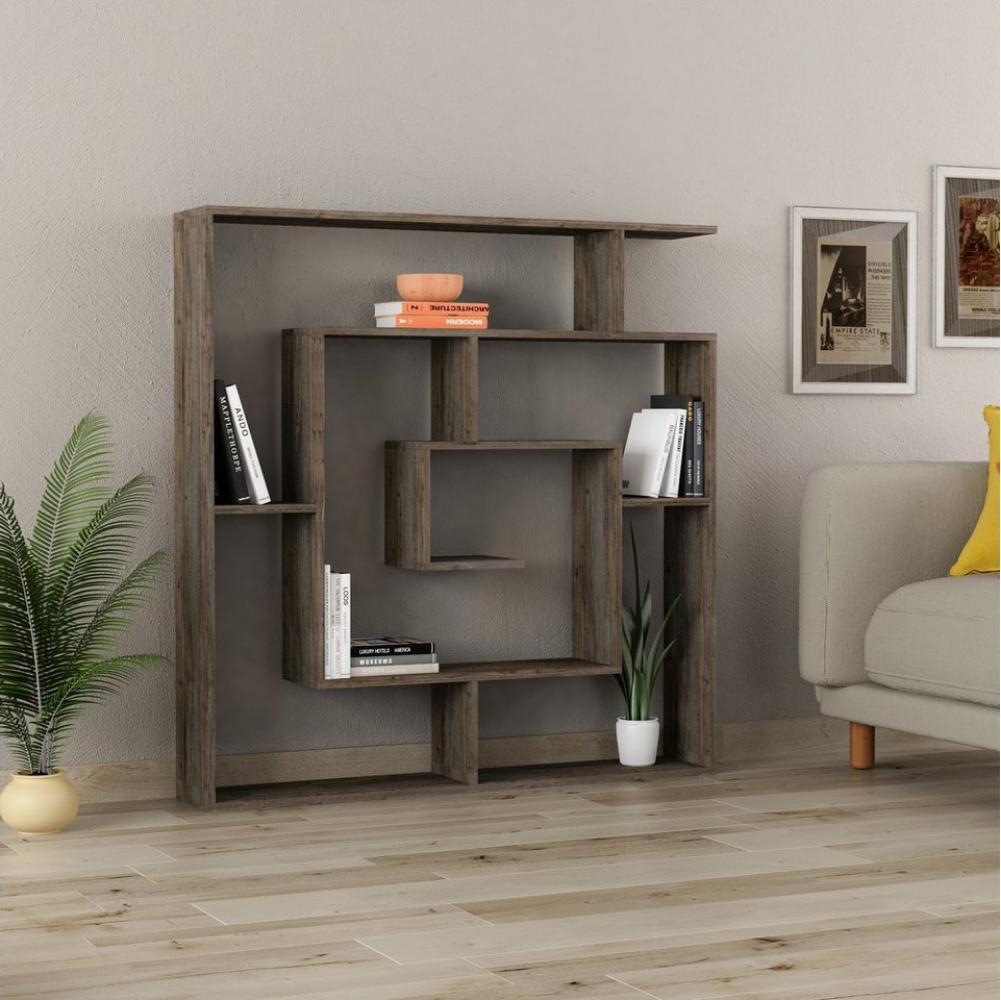 Decortie Bücherregal Labirent, Modernes Bücherregal, Raumtrenner, 125 x 22 x 129 cm Bild 1