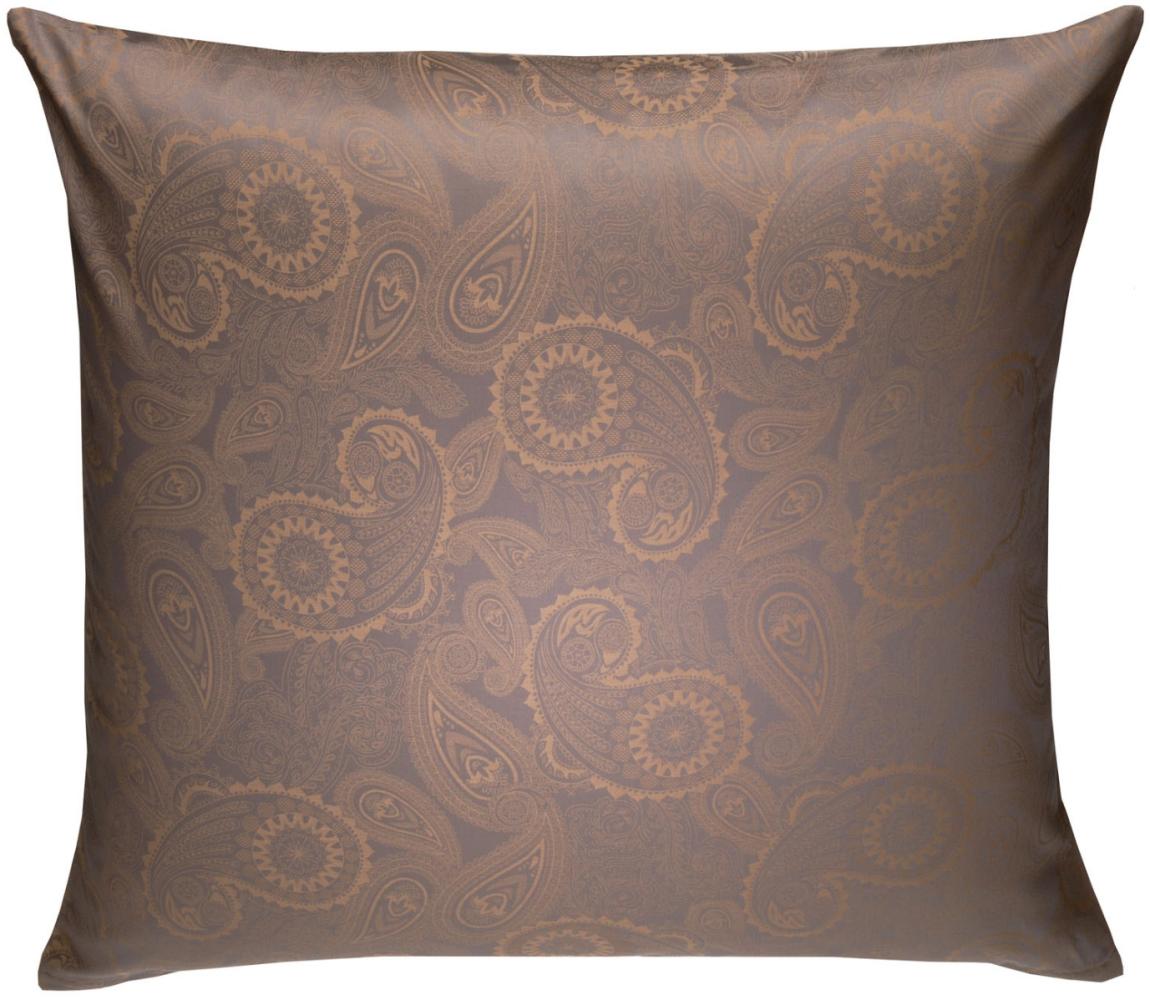 Bettwaesche-mit-Stil Mako-Satin Damast Paisley Bettwäsche "Davos" gold braun - grau Kissenbezug 80x80 cm Bild 1