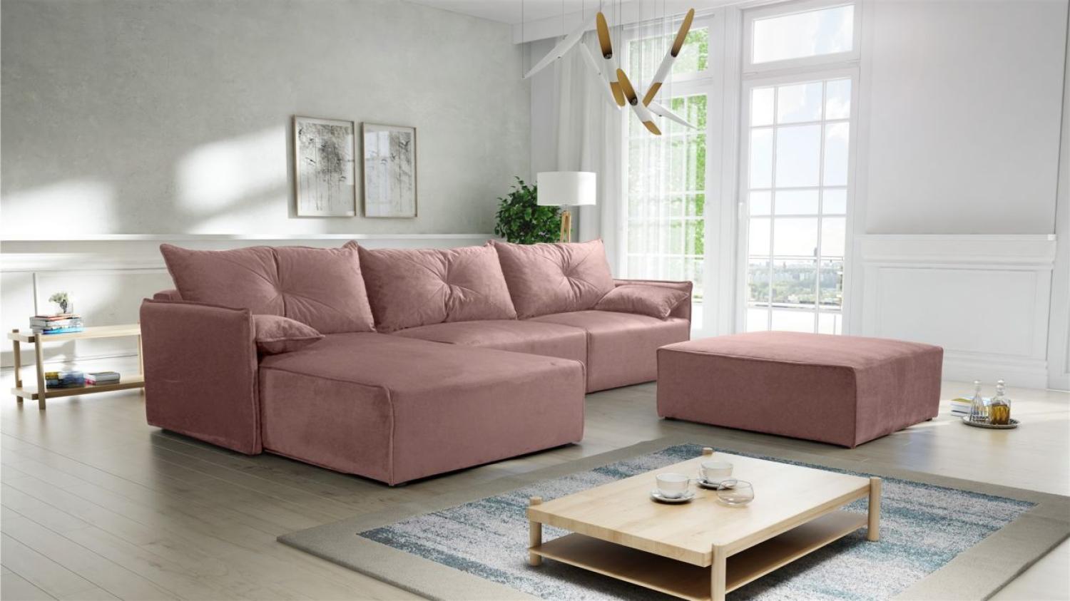 Ecksofa mit Schlaffunktion HUNTER in Royal Altrosa Ottomane Links inkl. Hocker Bild 1