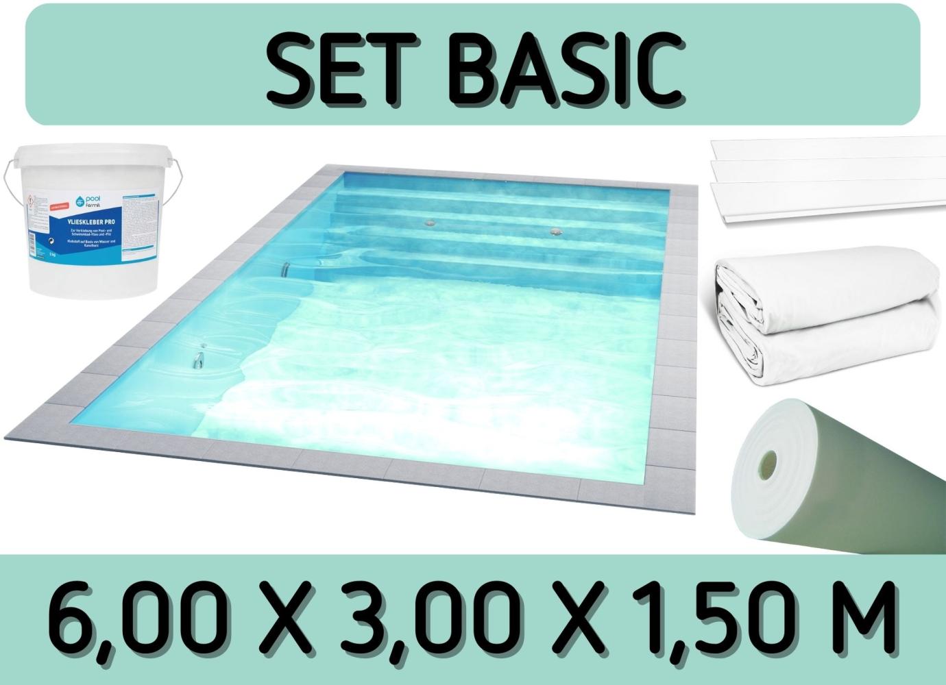 Styroporpool Set Basic - 600 x 300 x 150 cm - mit Innenfolie und Zubehör - Weiße Innenfolie Bild 1