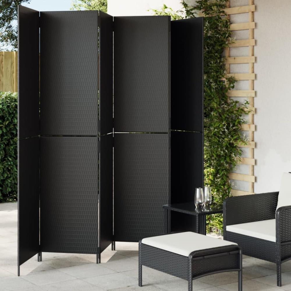 vidaXL Paravent 6-tlg. Schwarz Poly Rattan 365368 Bild 1