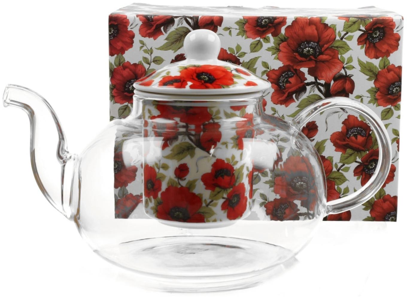 DUO FLORAL Teekanne 1000 ml LINA mit Teesieb, Glas - New Bone China Porzellan Bild 1