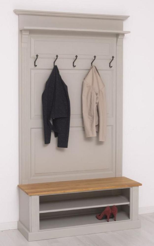 Casa Padrino Landhausstil Massivholz Garderobenschrank Grau / Naturfarben 120 x 41 x H. 210 cm - Wand Garderobe - Flur Schrank - Flurmöbel - Garderobenmöbel - Landhausstil Möbel Bild 1