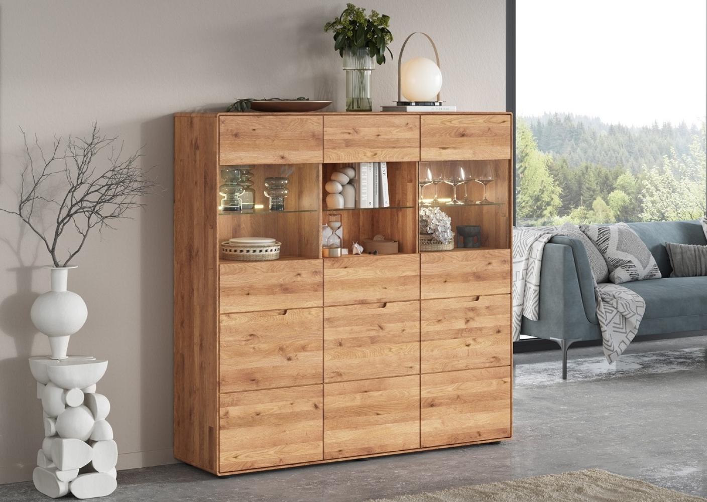 Highboard 149x145cm "Kent" Wildeiche massiv Bild 1