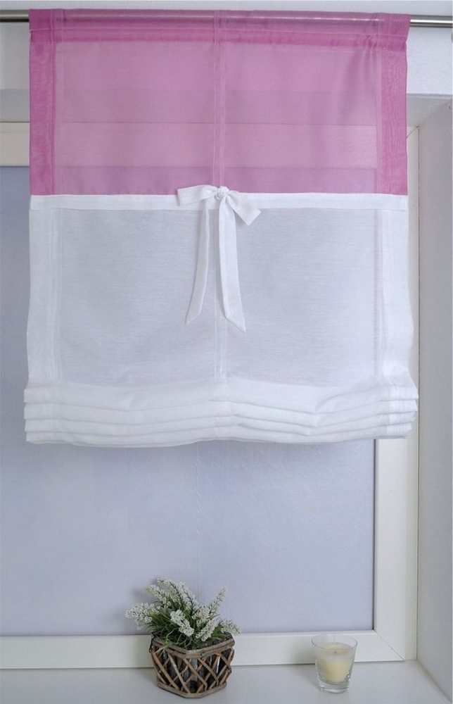 Kutti Raffrollo Roma, mit Stangendurchzug, »Rainbow« weiß-fuchsia + Zubehör Bild 1