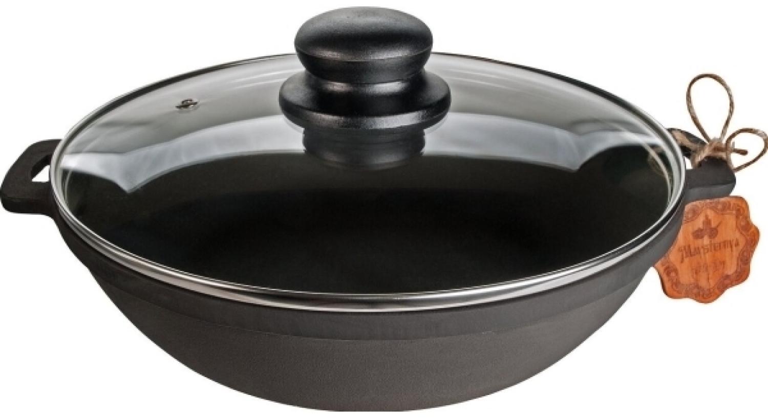 Maysternya Gusseisen Pfanne Bratpfanne 20x4 cm mit Glasdeckel Bild 1