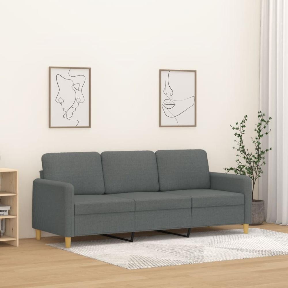 vidaXL 3-Sitzer-Sofa Dunkelgrau 180 cm Stoff Bild 1