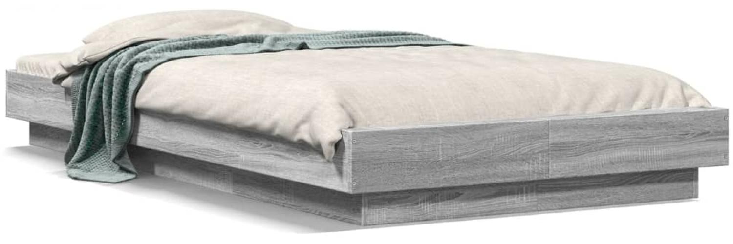 vidaXL Bettgestell mit LED Grau Sonoma 90x200 cm Holzwerkstoff 3281124 Bild 1