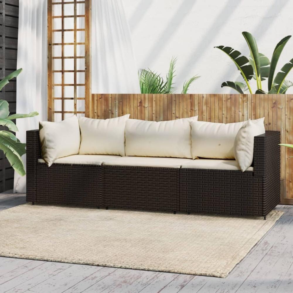 vidaXL 3-tlg. Garten-Lounge-Set mit Kissen Braun Poly Rattan 319750 Bild 1