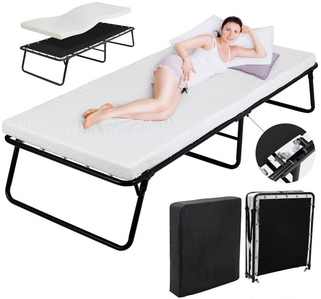 TLGREEN Klappbett Reisebett, Metallbett, Erwachsene Gästebett Gästebett Klappbar, Einzelbett, 80x190 cm, mit Memoryschaum-Matratze Bild 1