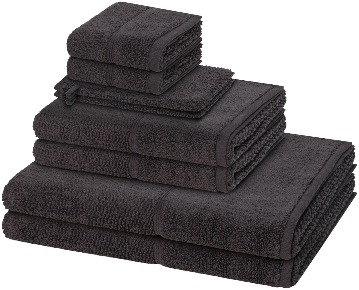 Möve for frottana Pearl 8 tlg. Frottier-Set - 2 X Handtuch (50 X 100cm), 2 X Duschtuch (67 X 140cm), 2 X Gästetuch (30 X 50cm), 2 X Waschhandschuh (16 X 22cm) - 500 g/m² - Graphite Bild 1